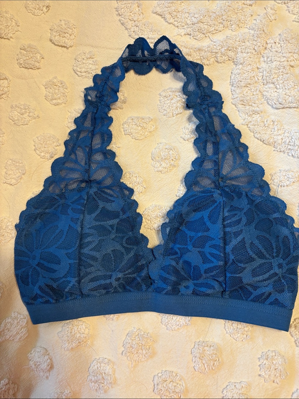 Arizona Body Floral Lace Halter Bralette in Blue